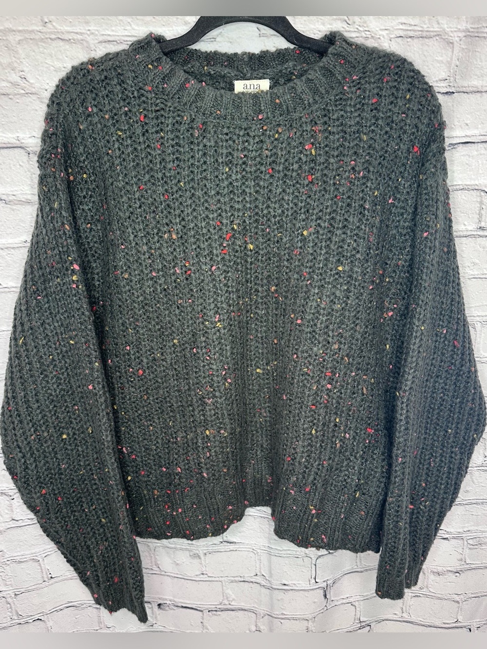 A.N.A Gray Chunky Knit Sweater with Colorful Speckles